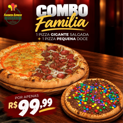 1 Pizza Gigante + Pequena Doce